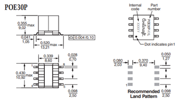 Mechanical Drawing - Coilcraft PoExxP Flyback Transformers